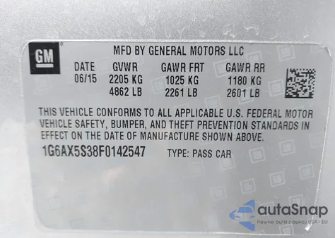 2015 Cadillac Cts Luxury z USA, uszkodzony, nr VIN 1G6AX5S38F0142547